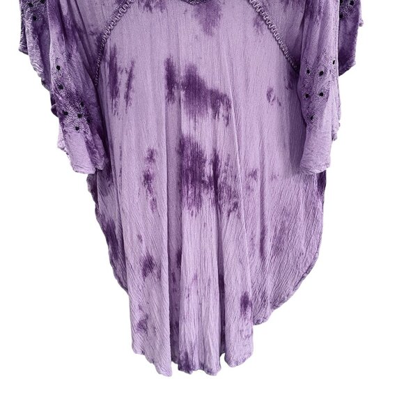 Step In Style Boho Tunic Top Purple Tie Dye Embroidered Festival NWT One SZ - Picture 6 of 11